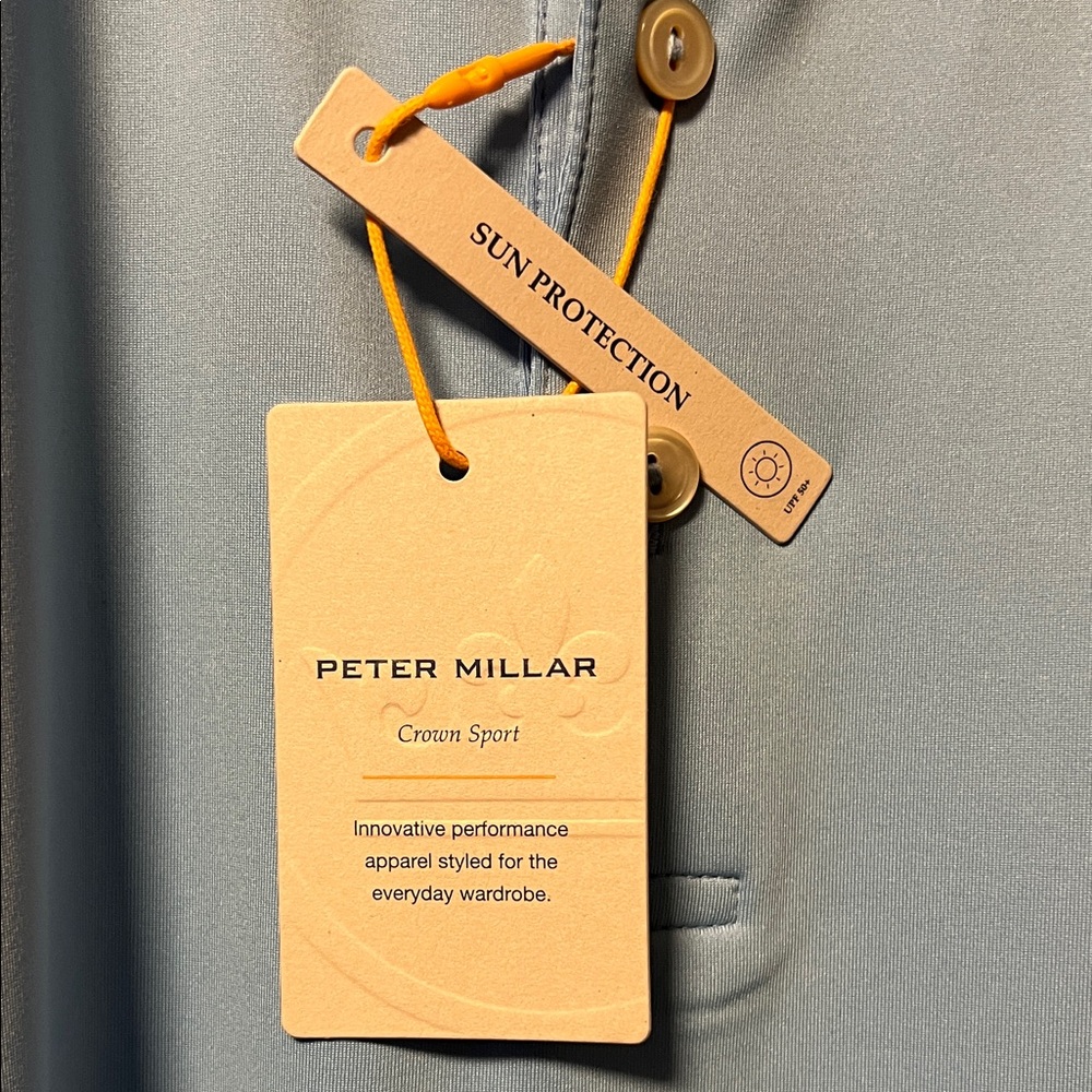 Brand New Peter Millar Summer Comfort Crown Sport Sun UPF 50+ Light Blue Polo! - Picture 13 of 15